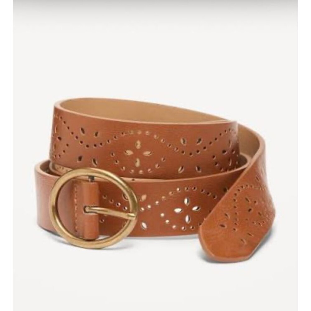 NEW Old‎ Navy Women's Laser Cut Faux-Leather Belt Brown Size 2X-3X